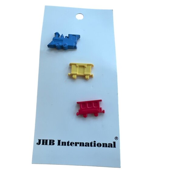 Vintage JHB International Train Themed Buttons Set Of 3 Made In Germany NEW - Picture 1 of 4